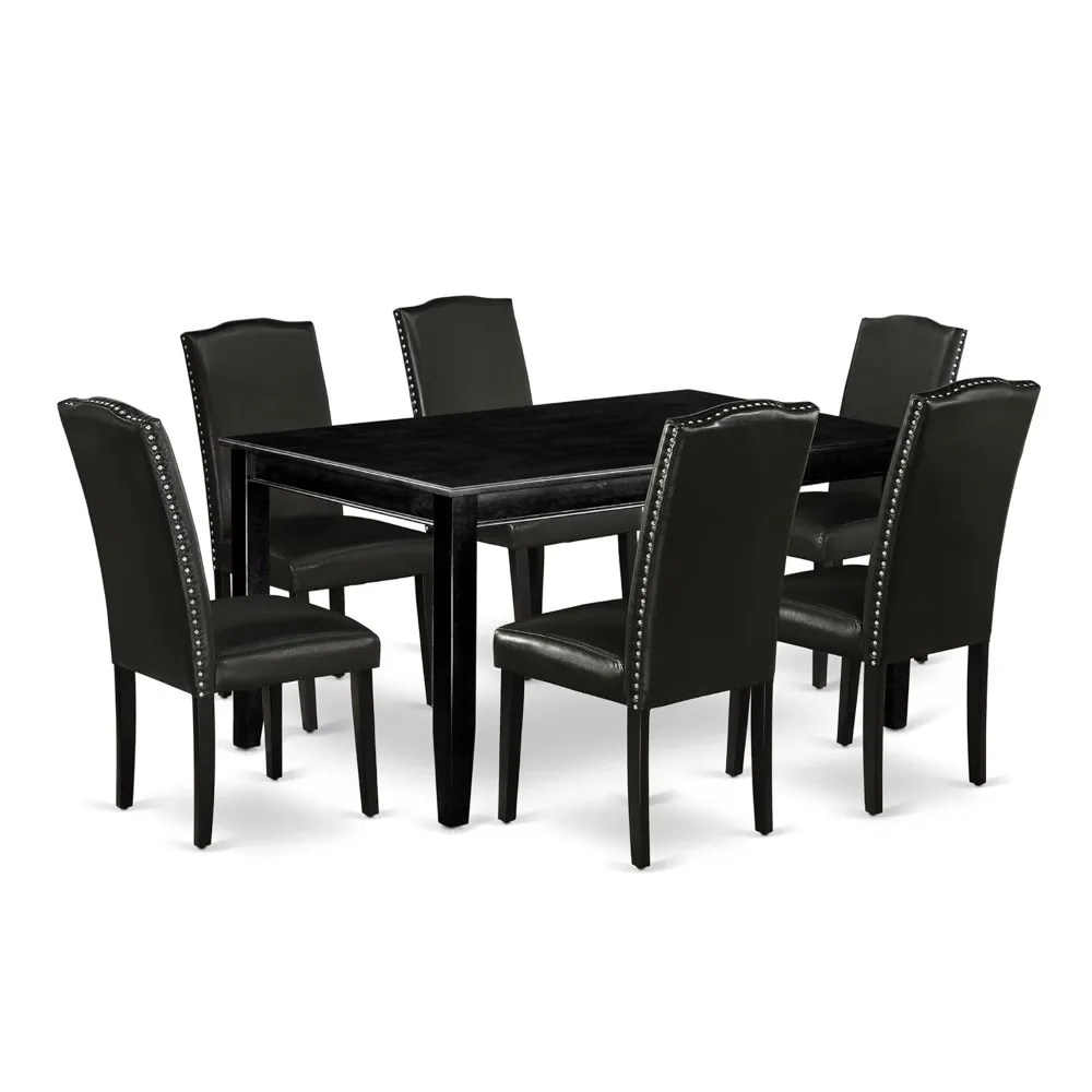 

Seven-piece Dining and Chair Set, Including A Dining Table and Six Parsons-style Dining Chairs in Faux Leather, Customizable