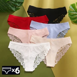 WarmSteps 6Pcs/Set Women's Sexy Lace Panties Ice Silk Seamless Underwear Woman Lingerie Female Underpants 6 Pieces Pack Briefs