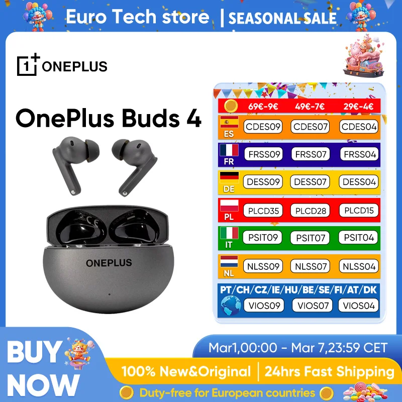 Immagine di Originale OnePlus Buds 4 Versione globale Riduzione attiva del rumore Wireless Bluetooth 5.4 Endphone In-ear Flagship Qualità Impermeabile