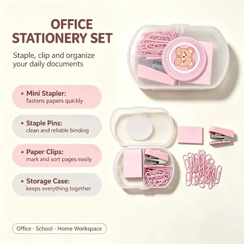 Mini stapler paperclip set,for organizing documents,suitable for home,school or office use,back-to-school season,Christmas gift