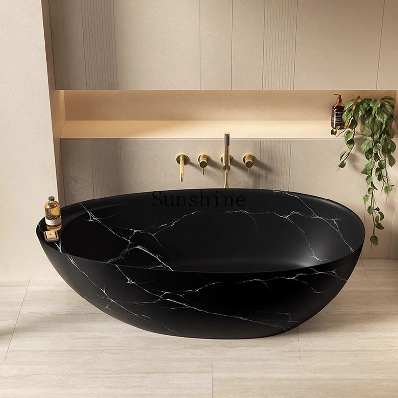 Textured artificial stone independent bathtub patterned hotel home bed and breakfast couple bath storage table