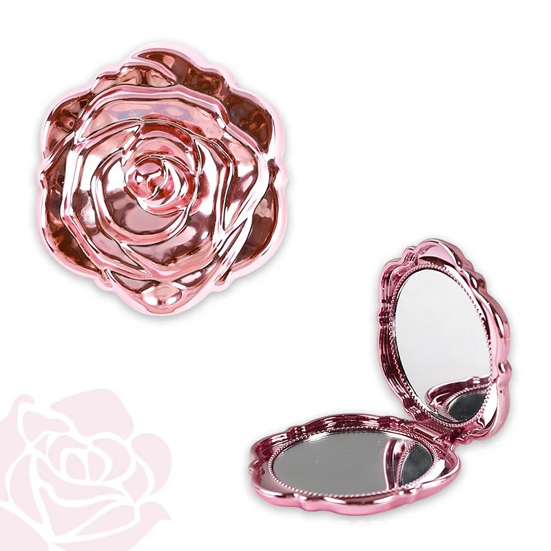 Mini miroir Portable rétro fleur de Rose, petite miroir de maquillage de poche, miroirs à main Double face, outil de beauté cosmétique Compact, 1 pièce