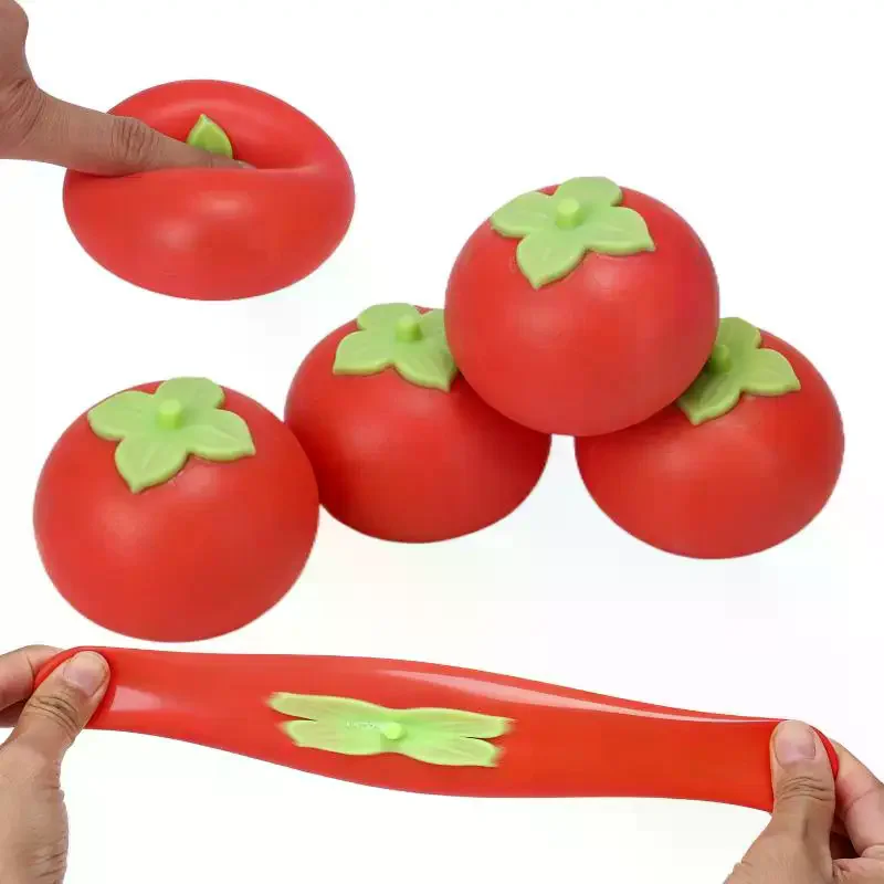 Persimmon Stress Ball Squeeze Sensory Fidget Toy Slow Rising Decompression Toy for Teens Adults Red