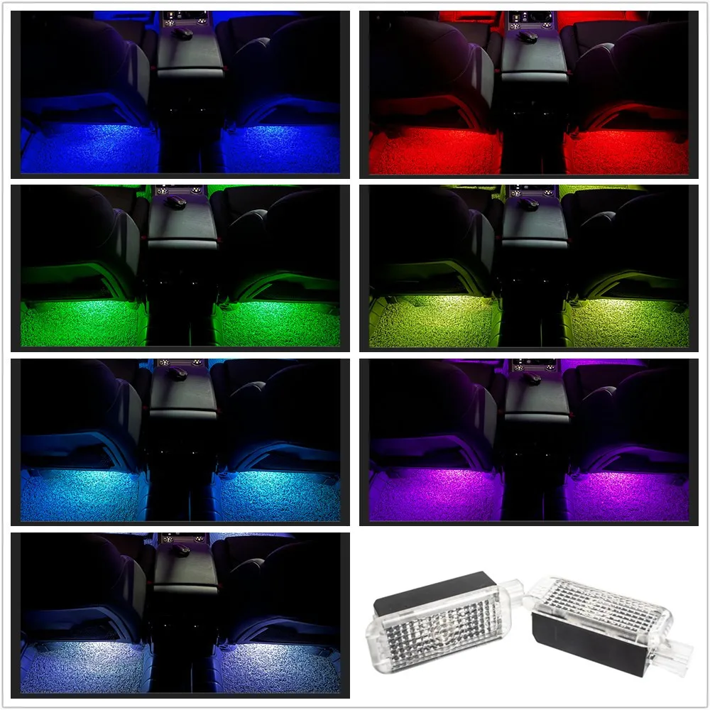 

Светодиодная RGB-подсветка для ног в салоне автомобиля, атмосферная подсветка, аксессуары для Audi A1, A4, B7, B8, B9, A5, A3 8P Sportback, A6 C6, C7, A7 C8, TT, Q3, Q5, Q7, Q8