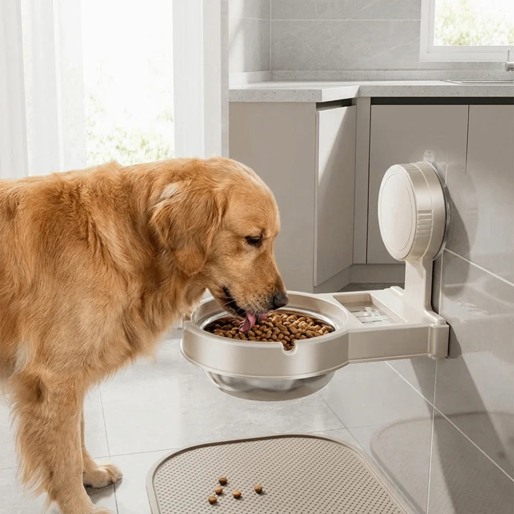 Suction Cup Wall Mounted Dog Bowl Anti Spill Leak-Proof Dogs Watering Bowl No-Drill Space Saving Cervical Spine Bowl Cat Dog