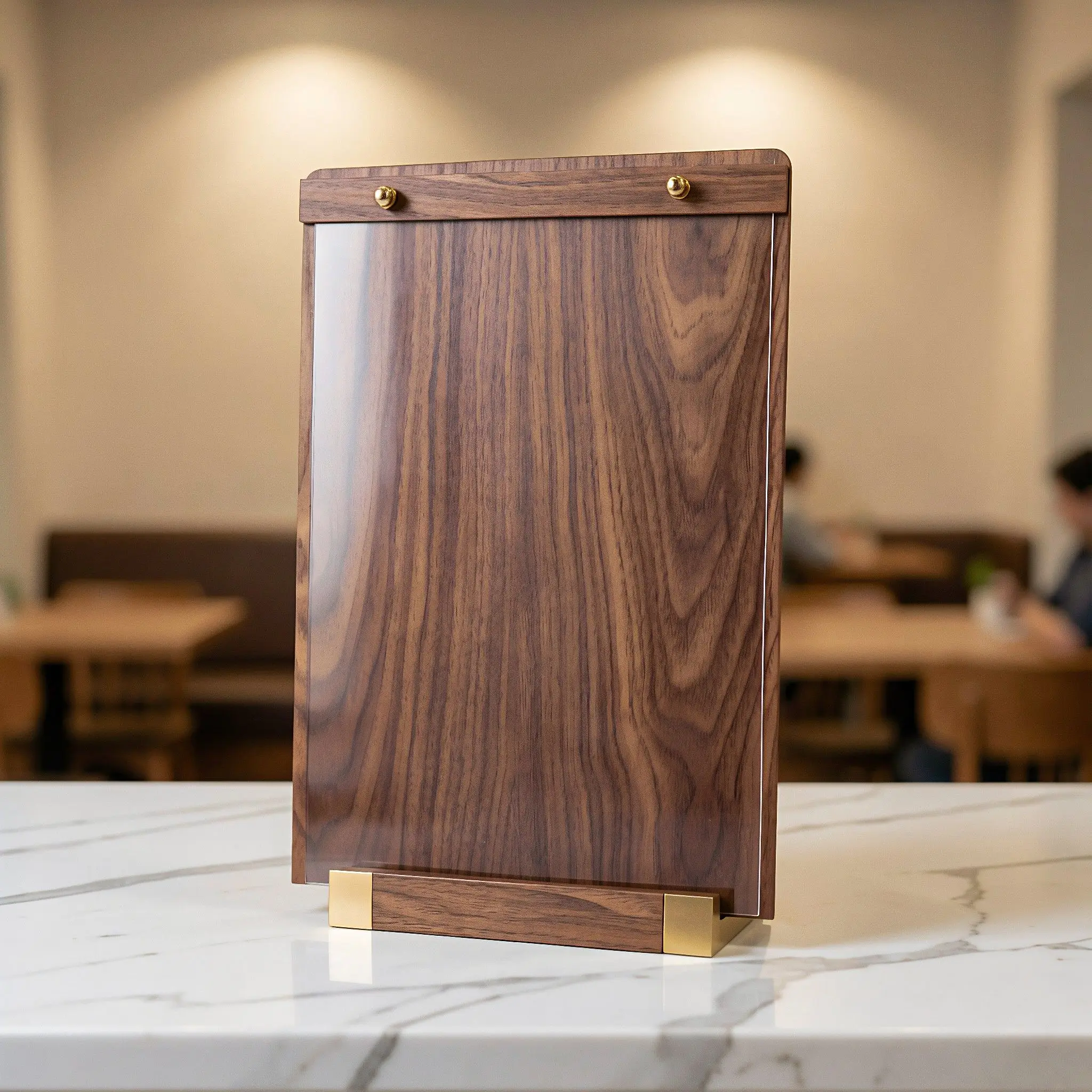 Acrylic Sign Holder 8.5x11 Inch with Wood Base Tabletop Menu Display Stand Poster Frame Desk Display for Restaurant Office