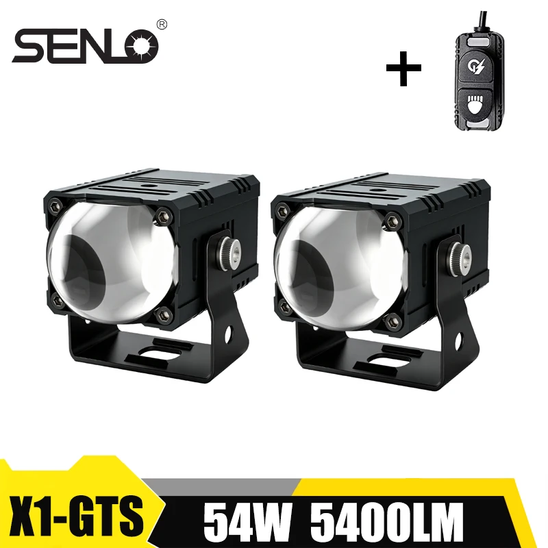 2pcs Senlo X1 GTS 54W Mini Driving Light LED Projector Lens Long Range Auxiliary Fog Lamps 12V Motorcycle Headlight Spotlight