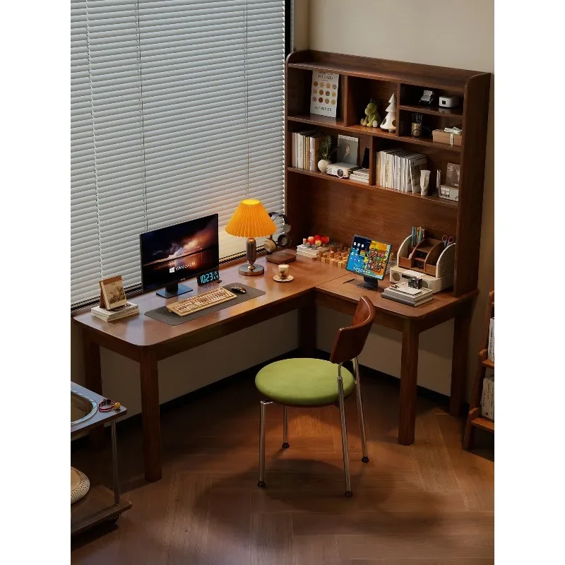 Solid wood corner desk, bookshelf bookcase