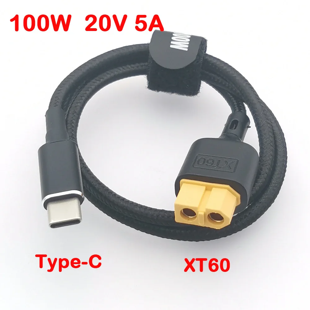 XT60 Type-C Adapter USB C Male to XT60 Charging Connector Cable Converter PD2.0 100W 20V 5A Aircraft Model Power Line 50CM/100CM