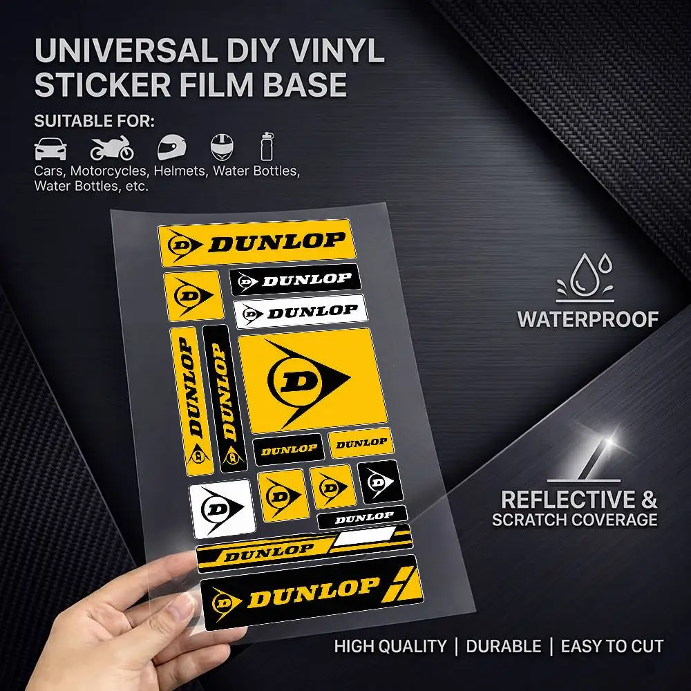 For Dunlop Universal Multi-Purpose Reflective Waterproof Stickers Scratch Conceal For Auto Bike Helmet Mug Fridge Decoration