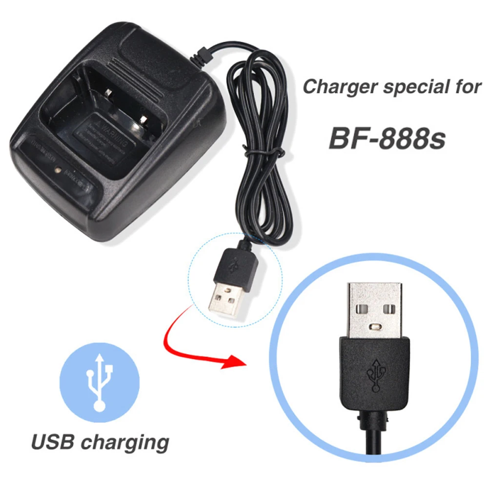 Baofeng BF-888S 워키토키 USB 충전기, 휴대용 리튬 이온 배터리, USB 케이블 입력, 5V 1A, 666S 777s 888s 충전 액세서리