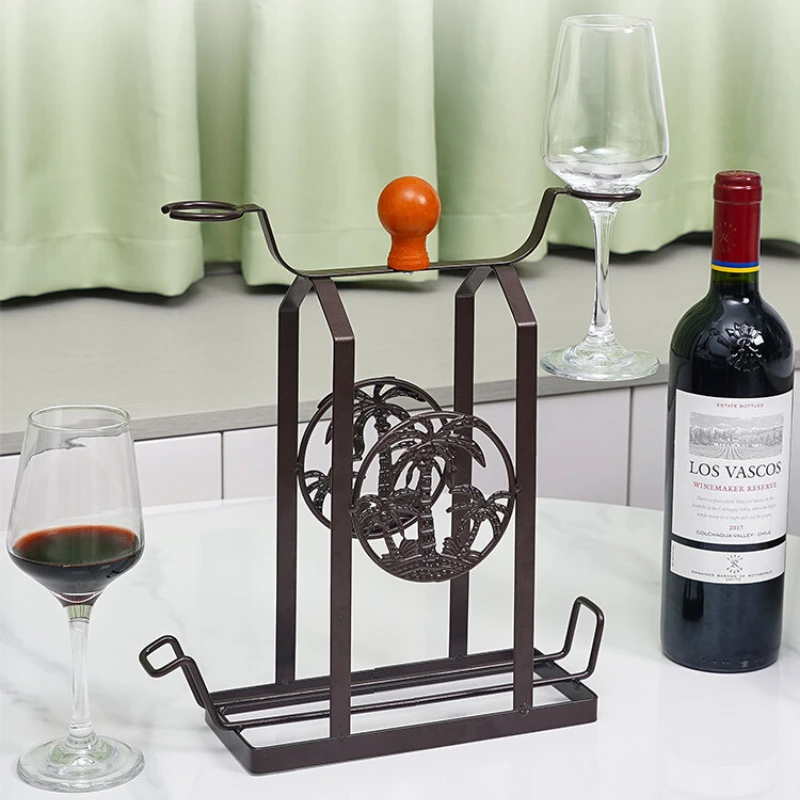 : Industrial Red Wine Rack, Electroplated Iron Holder, Dustproof Organizer, Water-Draining Storage Solution for Wine Cellars