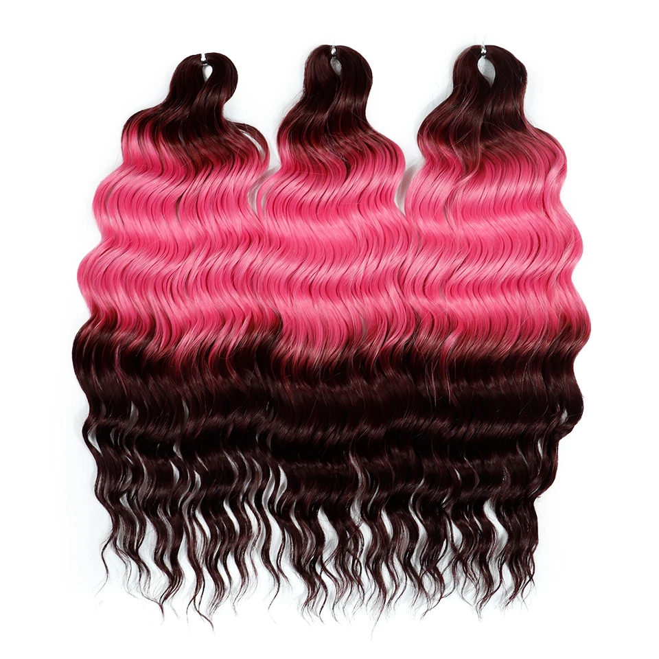FREEDOM Synthetische Lockige Flechthaarverlängerungen 24 Zoll/60 cm Lang Tief Gewellte Twist-Häkelzöpfe Haar Ombre Braun Regenbogenhaar – Detail 10