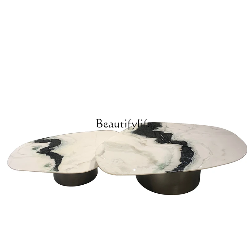 

Imported luxury stone white coffee table special-shaped natural marble coffee table