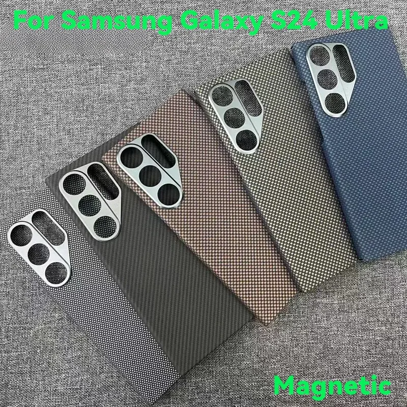 

For Samsung Galaxy S24 Ultra Aramid Carbon Fiber Case – Magnetic Slim Carbon Fiber Cover – Luxury Shockproof Protective Shell