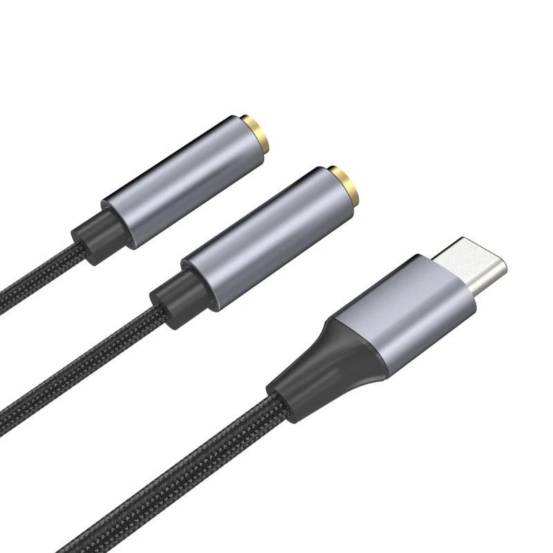 Typ C do podwójnego 3.5mm Jack AUX USB C męskie do 3.5 żeńskie udostępnianie muzyki Audio 2 Adapter do słuchawek Splitter Y Extender do