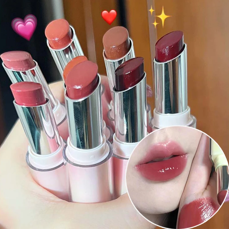 Water Gloss Mirror Lipstick Crystal Jelly Transparent Lip Gloss Moisturizing Lasting Solid Lip Stick Nude Tint Korean Makeup