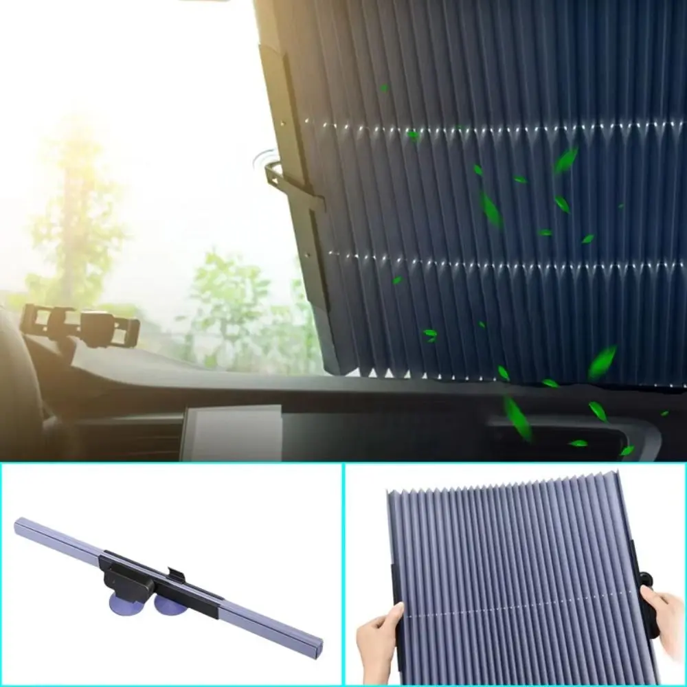 

Автоматический телескопический солнцезащитный экран для автомобиля, складной, с отражающей УФ-пленкой, дизайн «аккордеон»