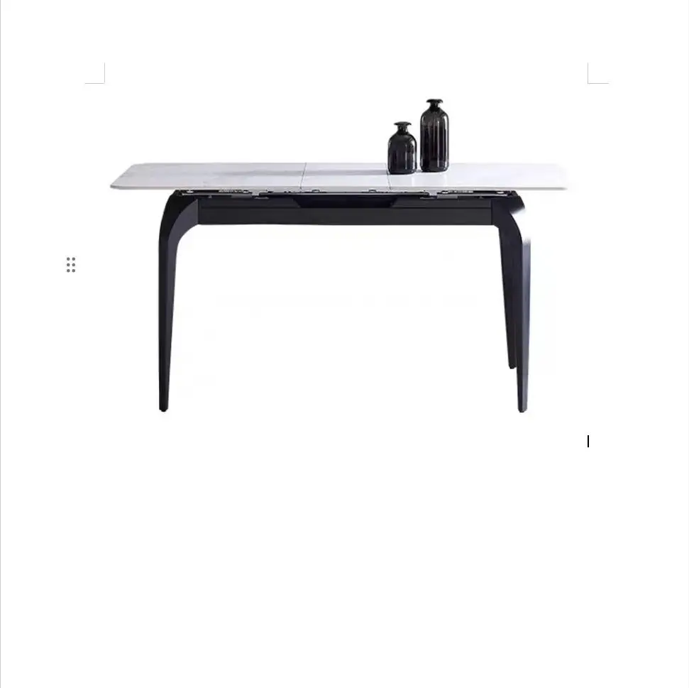 Rectangle Metal Frame Marble Top Dining Table Extendable Dining Tables