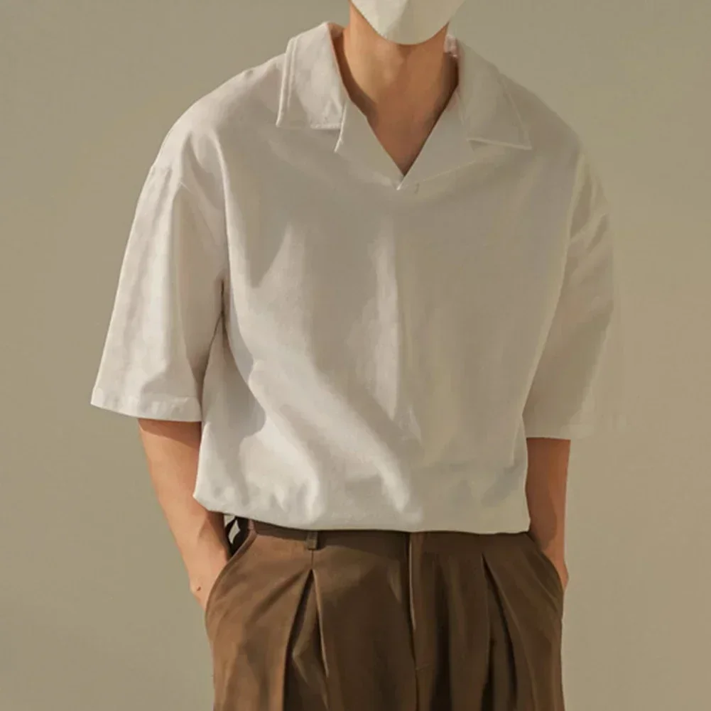 

2XL V Neck Short Sleeve Fashion Casual Short Sleeve Slight Stretch Fabric Summer Fashion Style Vacation Suitable