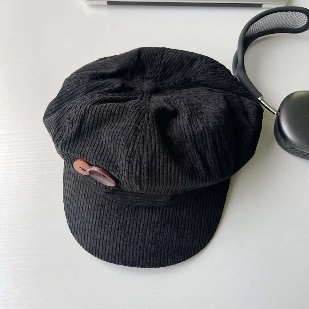 زر سروال قصير قبعة مثمنة براون شريط بلغت ذروتها قبعة يندبروف قابل للتعديل القبعات في الهواء الطلق الرسام الفنان قبعة أنيقة على الموضة بسيطة