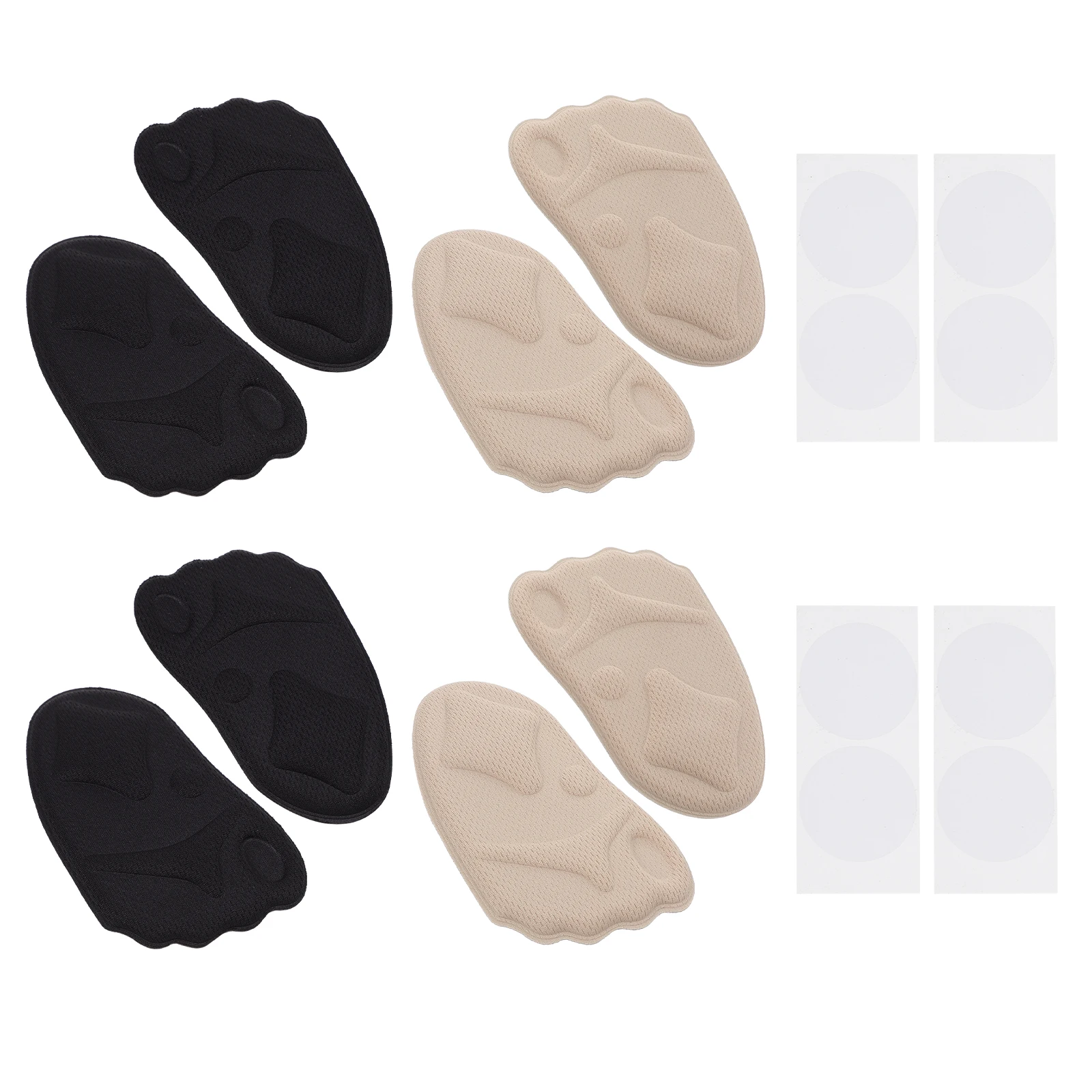 

8pcs Foot Care Tools Forefoot Pads 4D Sponge High Heel Pain Relief Soft Insoles 2 Black 25 Skin Tone Adjustable Shoe Size