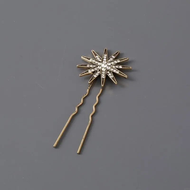 P88B Sweet Hot Girls Hair Clip Metallic Star Hairpin Spring Hair Clip for Wedding Ceremony Hairpins for Teenagers