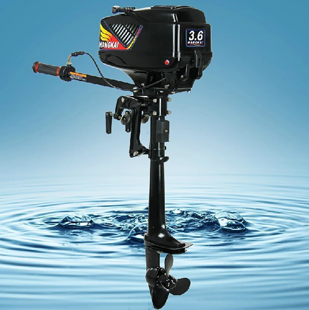 HANGKAI Outboard Motor, 2 Stroke 3.6HP Inflatable Fishing Boat Yacht Engine with Water Cooling System