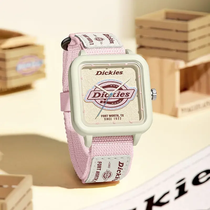 Reloj cuadrado Dickies genuino, correa de nailon, cuarzo deportivo para estudiantes CL-607