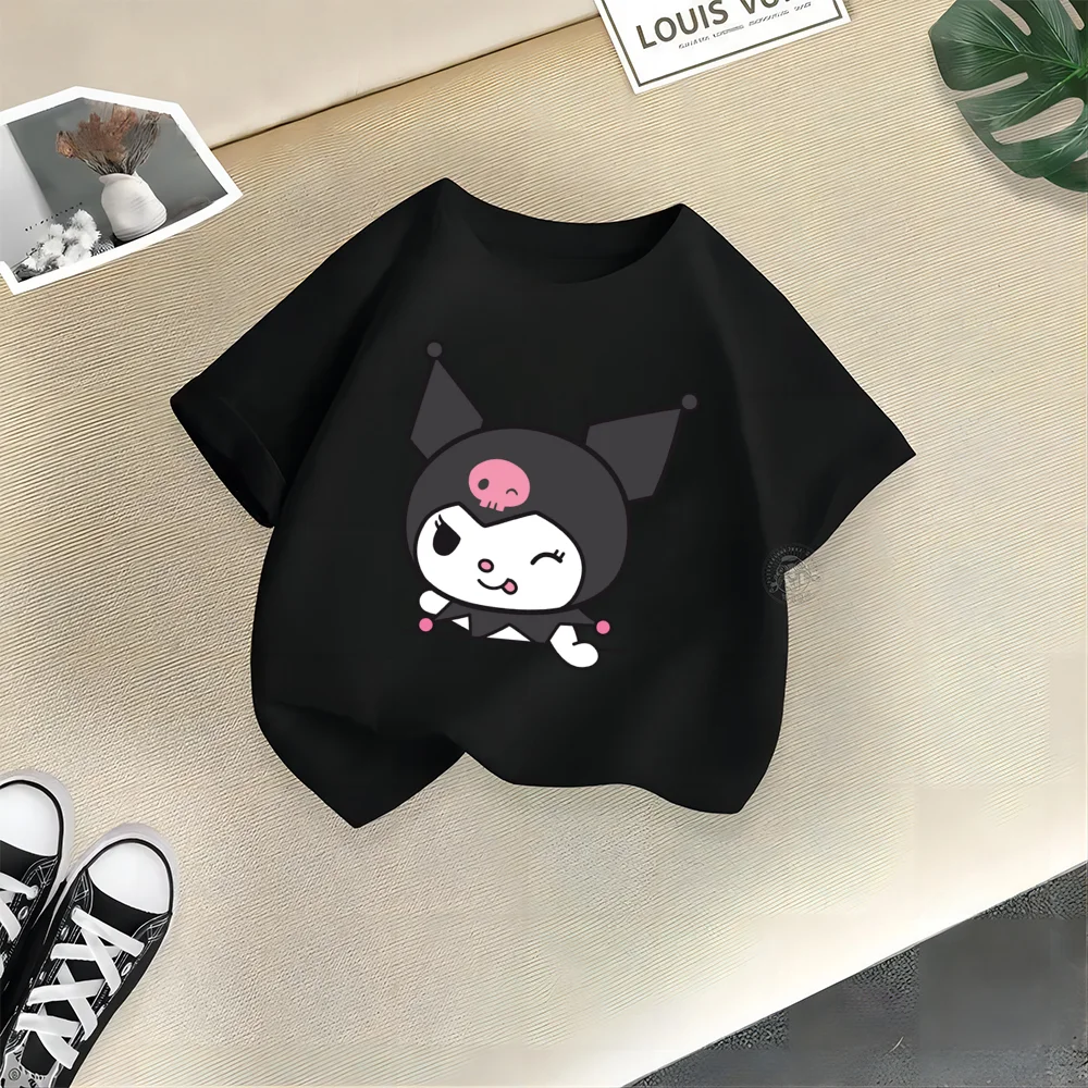 Sanrio Curlom cartoon pattern children's casual T-shirt Boys girls summer comfortable short-sleeved round neck cotton top