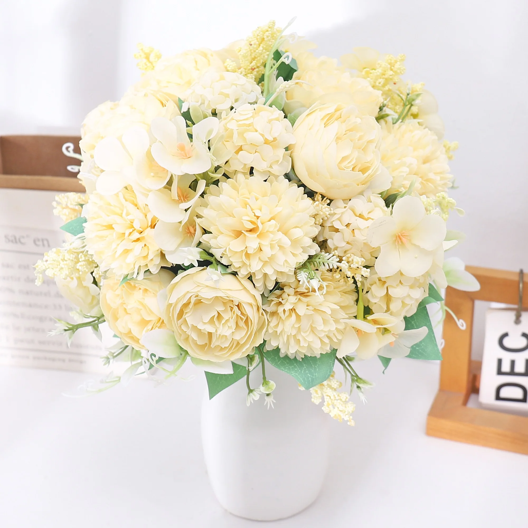 Pfingstrose Seidenblumen Hochwertige künstliche Rosen Gefälschte Hochzeit Party Home Tisch Raumdekoration DIY Braut Hortensien Blumenstrauß – Detail 2