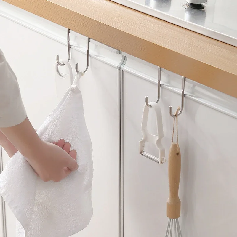 

Stainless Steel Door Hooks Wall Organizer Door Hanger Kitchen Storage Accessories Towel Holder Key Hanger Coat Racks