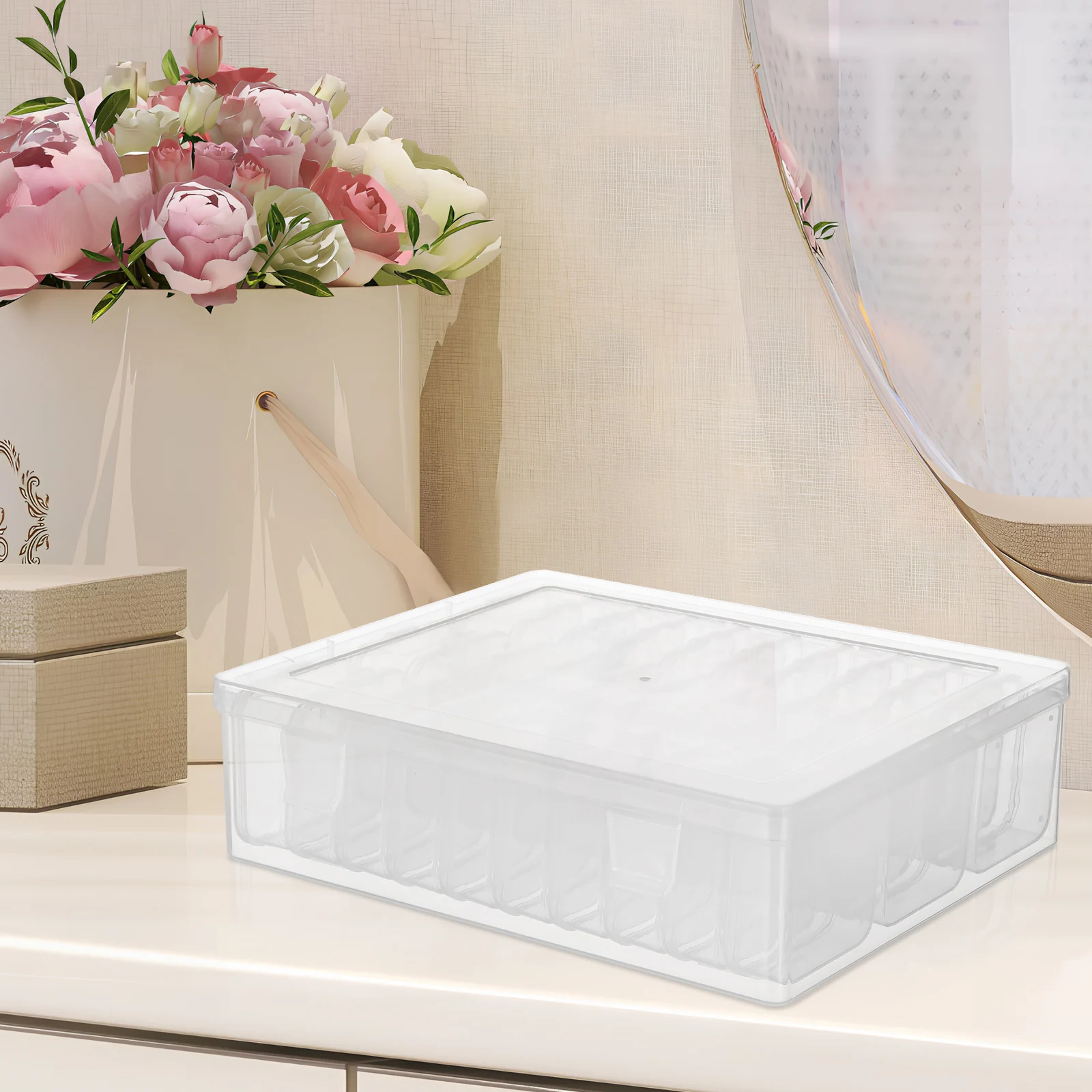 

2 set 2 Sets Transparent Plastic Storage Boxes Clear Organizer For Desk Cabinet Bead Diy Accessories Office Makeup Stackable