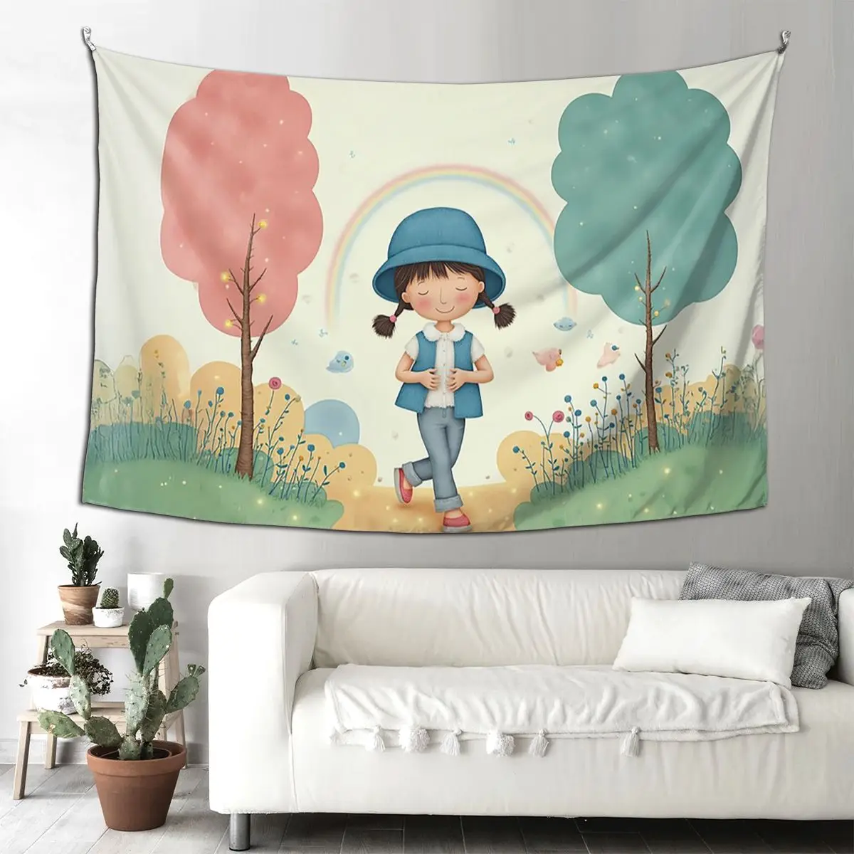 

Гобелен «Ходящая под радугой» для девочек, художественный настенный гобелен, эстетическое украшение для дома, гобелены для гостиной, спальни, общежития