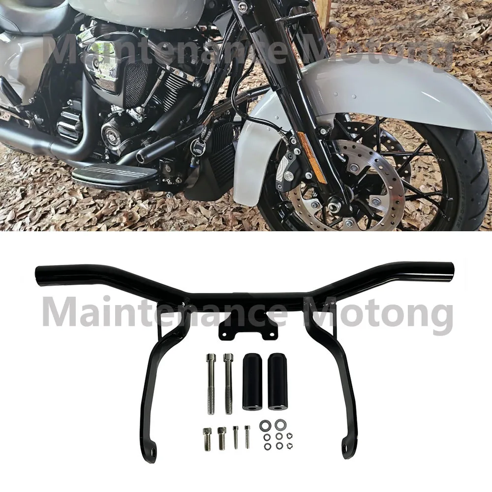 Motorcycle Front Highway Engine Guard Crash Bar Steel Falling Protection Black For Harley Road Glides Street Glides 2014-2023