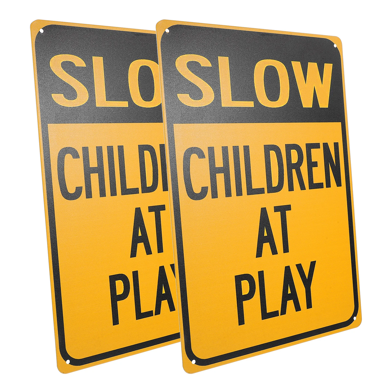 

2Pcs Safety Signs for Street Slow At Play Iron Playing Warning Signs High Visibility Slow Down Sign