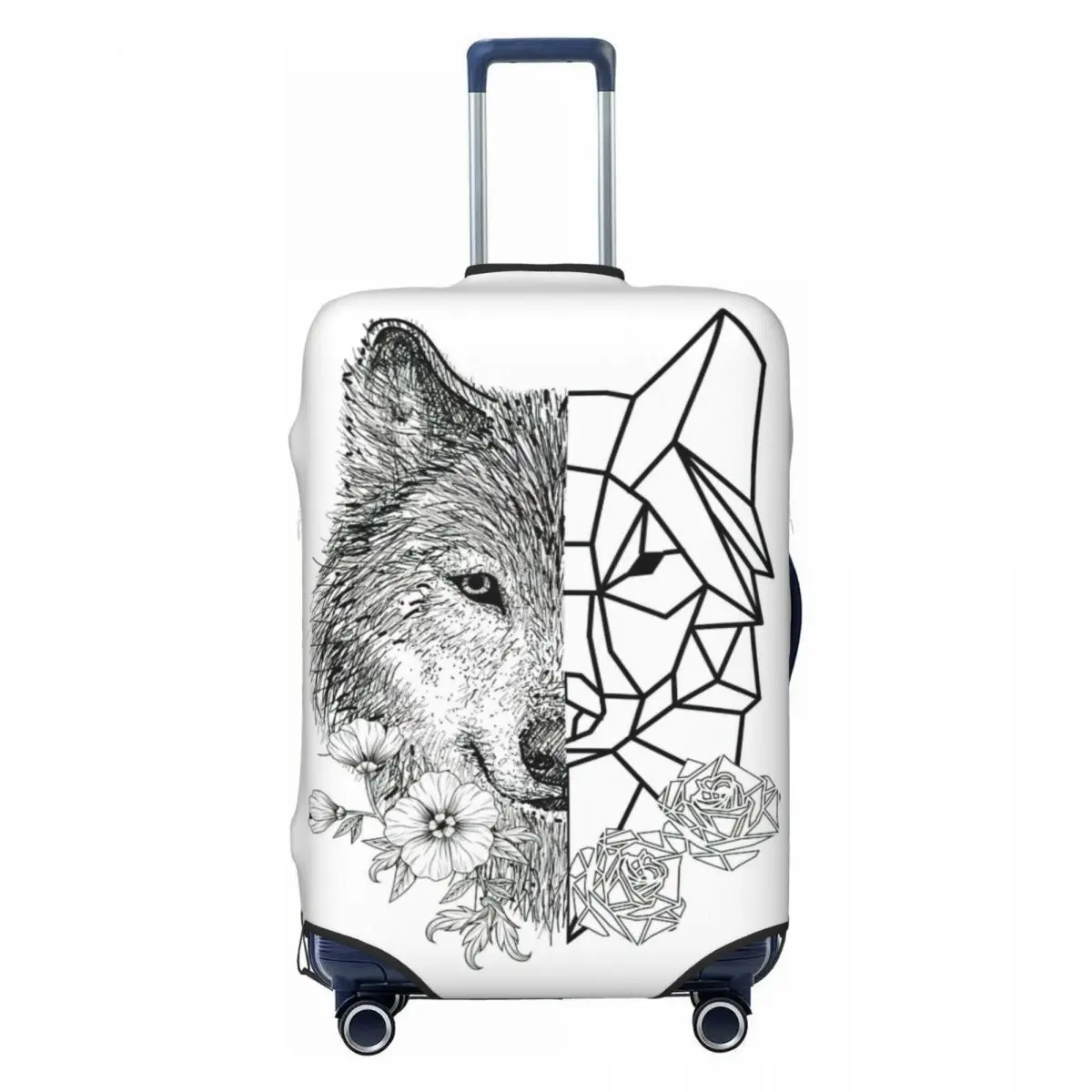 Geometric Wolf Print Luggage Protective Dust Covers Elastic Waterproof 18-32inch Suitcase Cover Travel Accessories