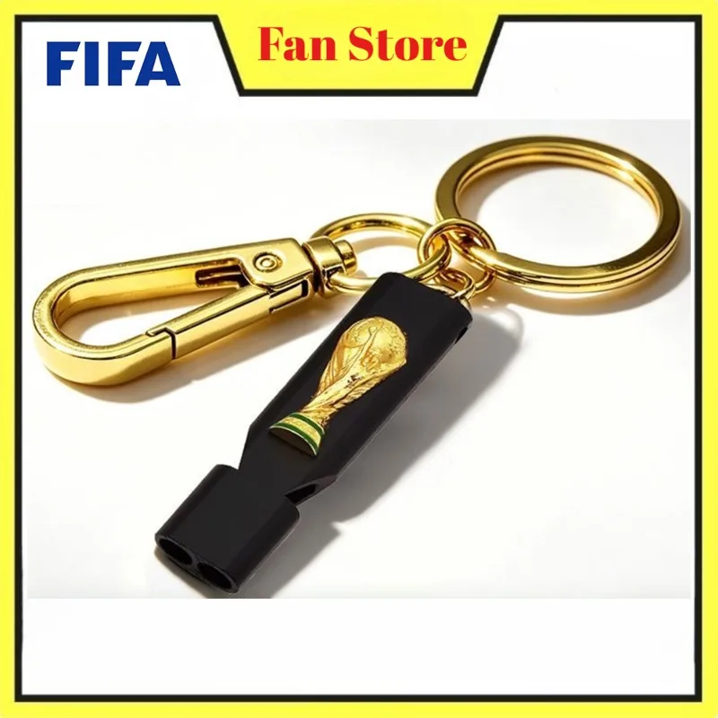 

Official Licensed FIFA 2026 World Cup 2.5D Trophy Whistle Keychain USA Canada Mexico Football Fans Souvenir