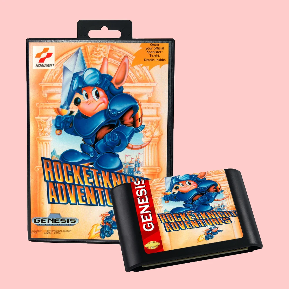 Rocket Knight Adventures versión de EE. UU. Caja de cartas de juego Manual para consolas Sega MD MegaDrive Genesis de 16 bits