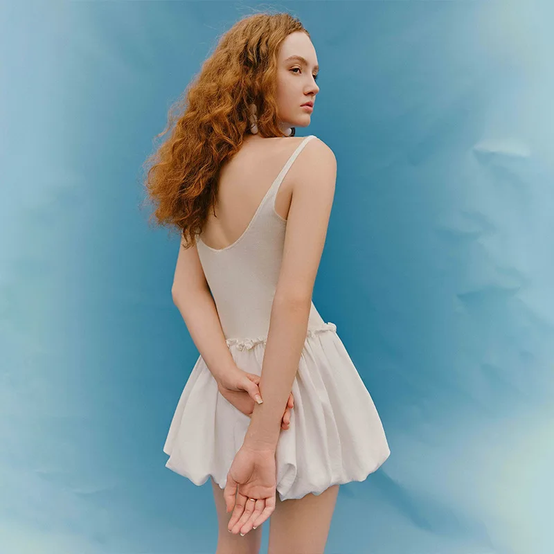2025 Fashion Woman Backless Halter Casual Solid Slim Sleeveless Mini Dresses Summer New Comes With Belt Poplin Strap Bow Dress