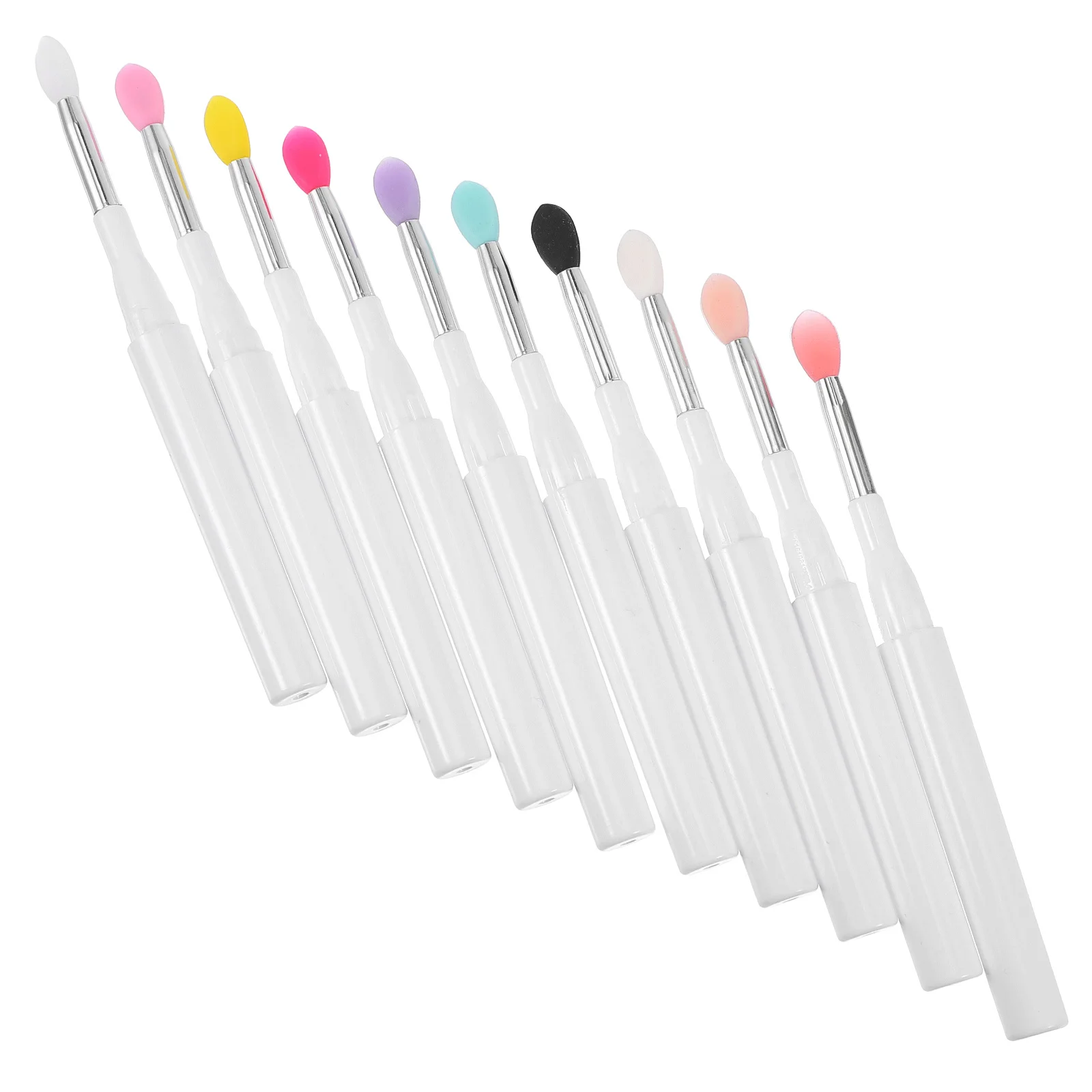 10pcs Silicone Lip Brush Compact Portable Eyeshadow Applicator Makeup Tool Suits Women Beauty Accessory Professional