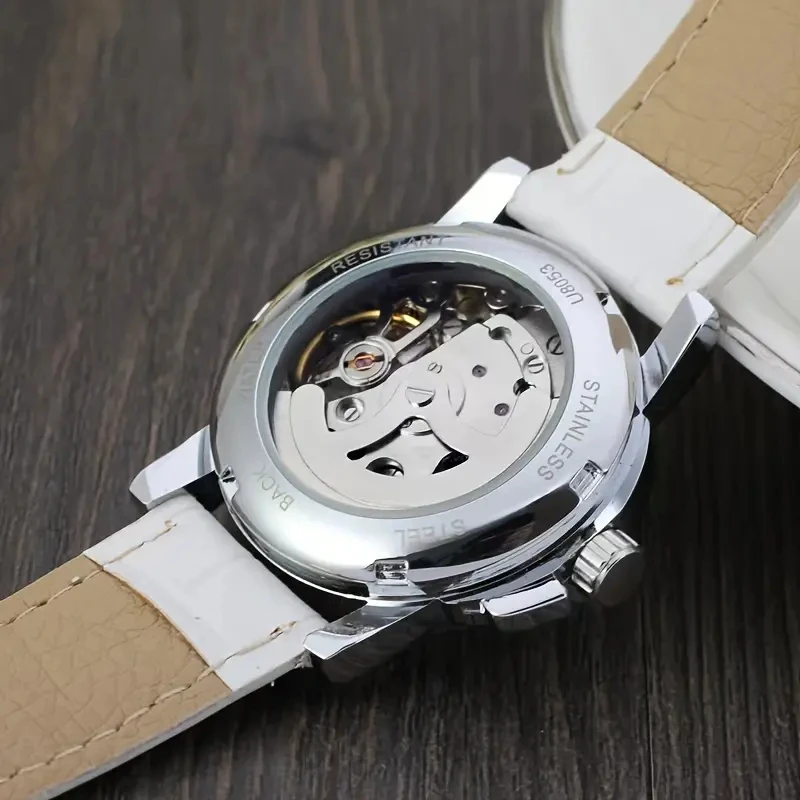 Elegant and Compact Women's Mechanical Watch, Automatic Sports Mechanical Watch, Round Alloy Case, Leather Strap - Ideal Gift for Fashionable Women, Luxurious Accessory | Fashion Accessories, Niche Luxury Women's Watches, No Batteries Required