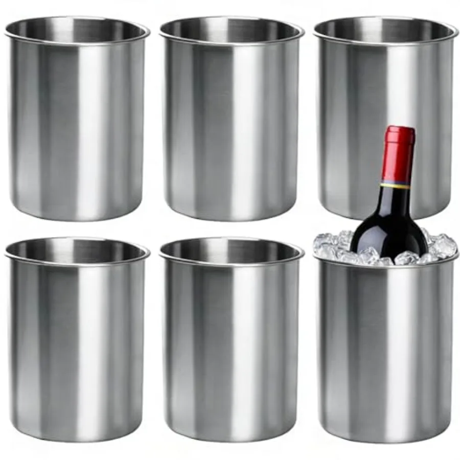 

6 Pcs Stainless Steel Wine Chiller Champagne Bucket Wine Chiller Bucket Can Maintain Low Temperature Insulation for Several Hou