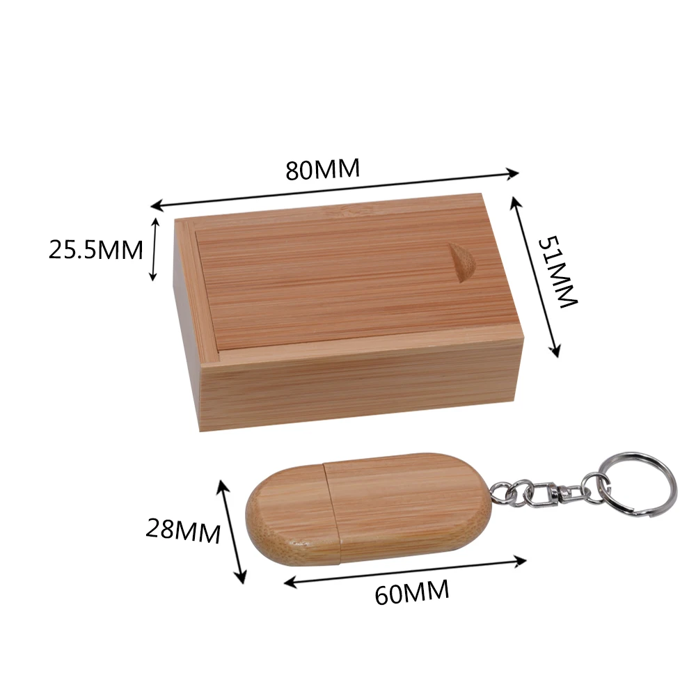 Caixa de madeira USB com chaveiro, Maple Pendrive, Flash Drive, USB Stick 2.0, Wedding Memory Gift, 4GB, 8GB, 16 GB, 32GB, Moda