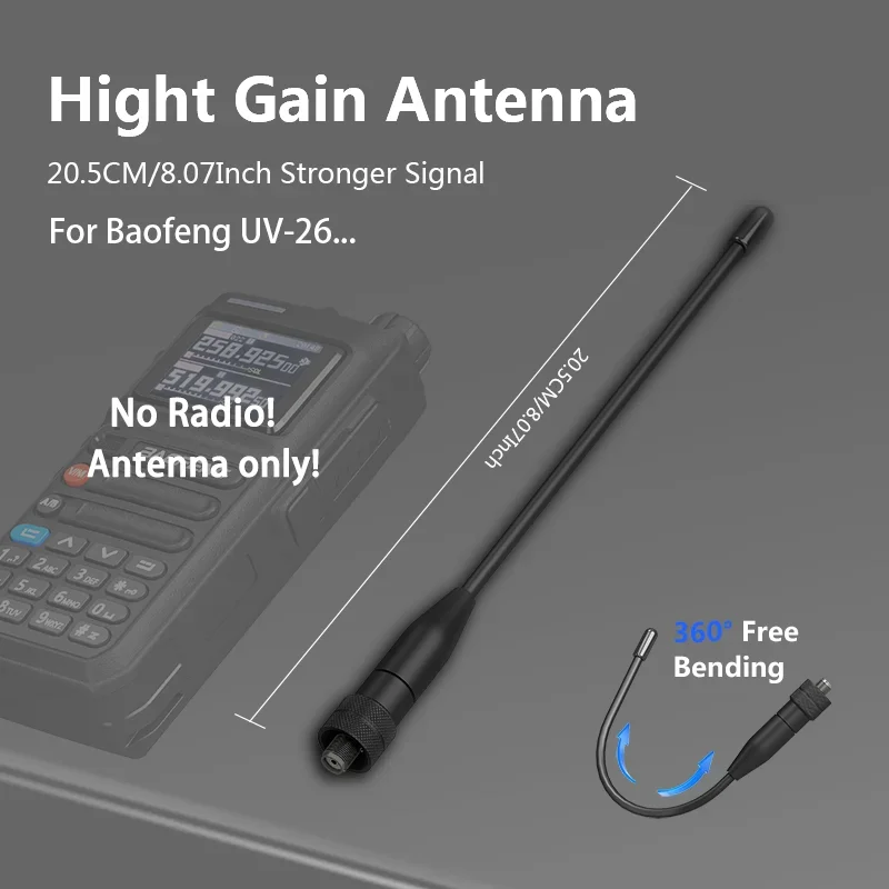 Baofeng UV-26 Antenna Original SMA-F Dual Band VHF UHF Flexible Soft Antenna For UV-K6 UV-5RH Pro UV-21 Pro UV-25 Two Way Radios
