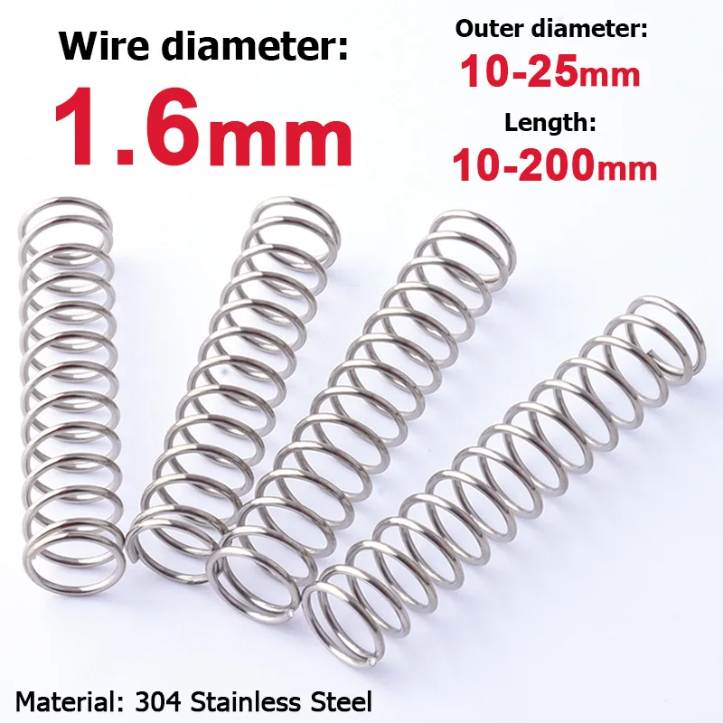 

1pcs Wire Diameter 1.6mm 304 Stainless Steel Spring Steel Y-shaped Compression Spring OD 10/11/12/13/15/16/18/20/21/22/24/25mm