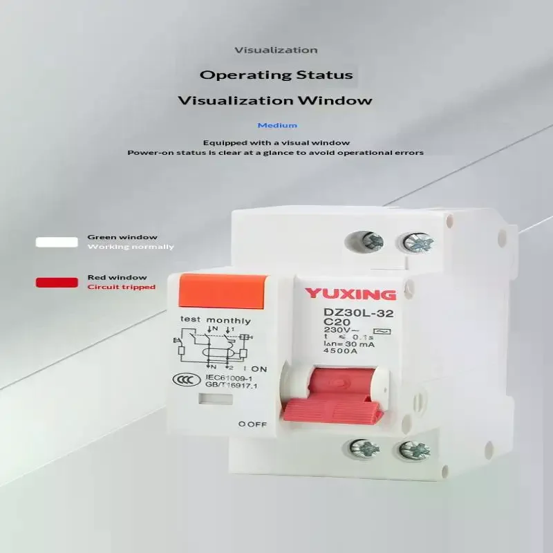 Circuit Breaker DZ30LE Residual Current 230V 1P+N With Over And Short Current Leakage Protection RCBO M