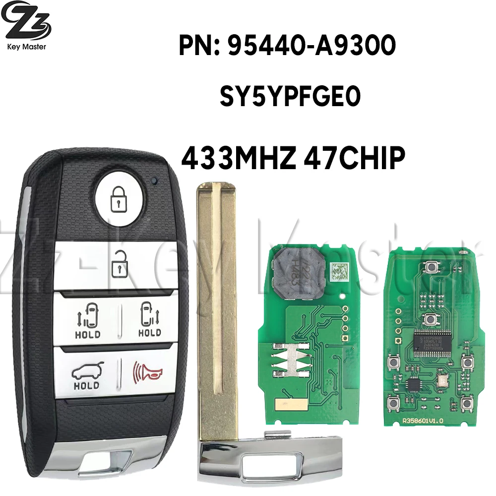 

Zz PN: 95440-A9300 SY5YPFGE0 433MHZ 47CHIP Proximity Car Remote Control Key For Kia Carnival Sedona 2015 -2021