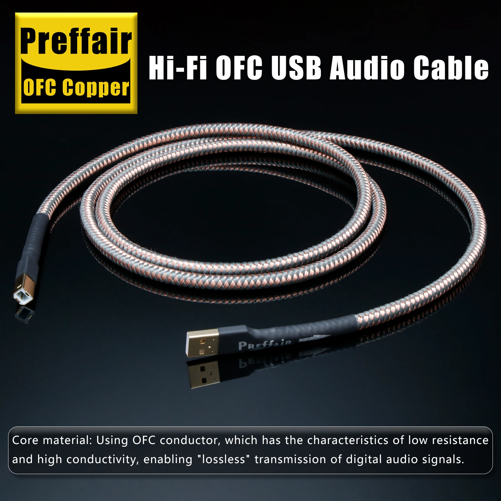 

OFC Copper USB 2.0 Cable Hifi Audio Sound Card DAC Decoder Gold-Plate USB2.0 Data Cable a Flat Port B Square Port
