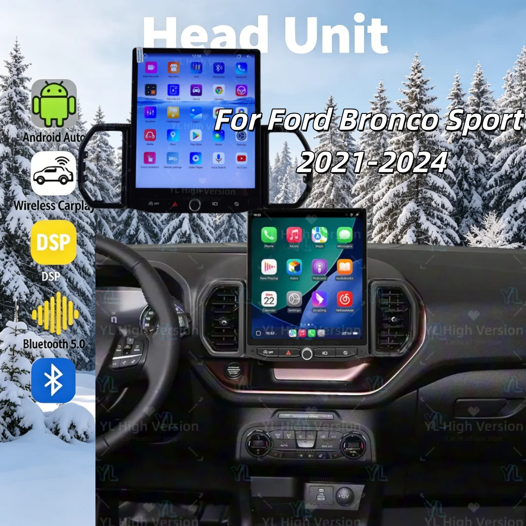 For Ford Bronco Sport 2021-2025 CarPlay Android 13 Car Radio Multimedia Video Player Auto Stereo DSP GPS Navigation Bluetooth 4G